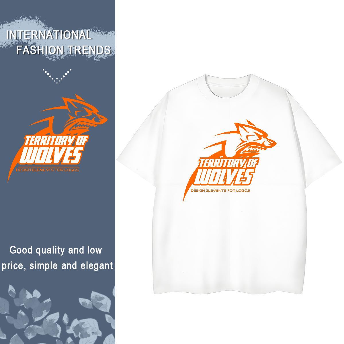 Brand T-Shirts Breathable Soft 230g 100% Cotton Women Tees Oversized wolf Casual Beach Free Shipping Tops Tees