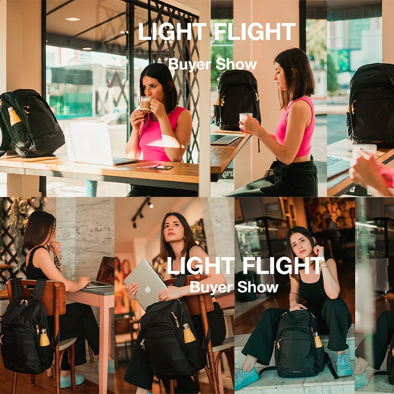 LIGHT FLIGHT Womens Travel Backpack 156inch Anti theft Laptop with USB Charging Port Waterproof University 240822