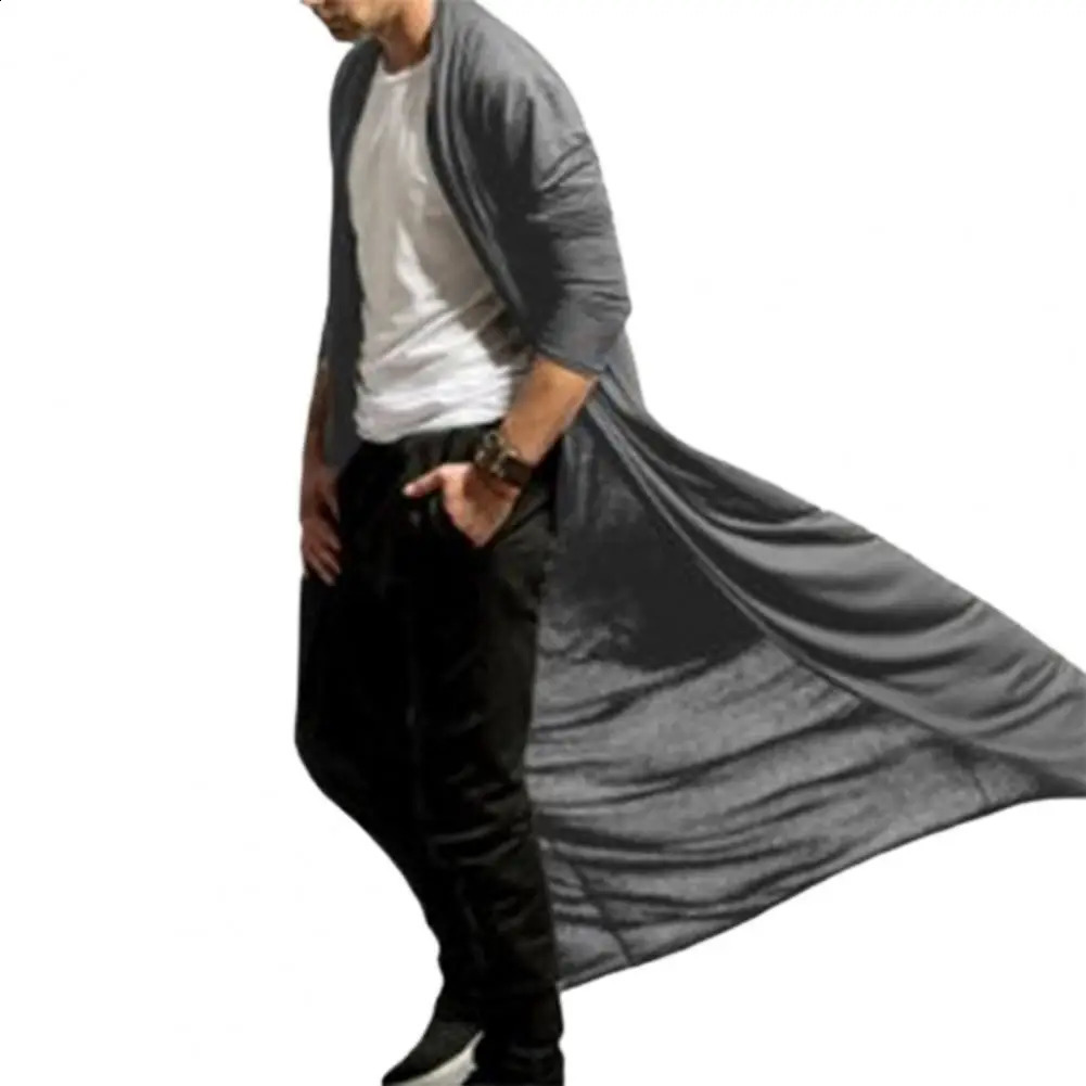 50%Autumn Mens Cardigan Long Sleeve And Ankle Mens Cardigan Simple Solid Color Front Cardigan Coat Mens Medium Long Coat 240822
