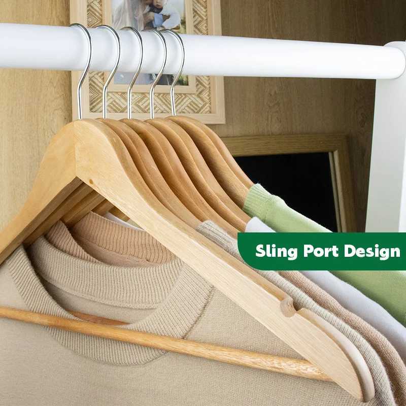 5/10/20/30PCS Wood Suit Hangers Non Slip Wooden Coat Hangers with Smooth Fnish Cut Notches 360 Swivel Hook Clothes HangersXJ240216