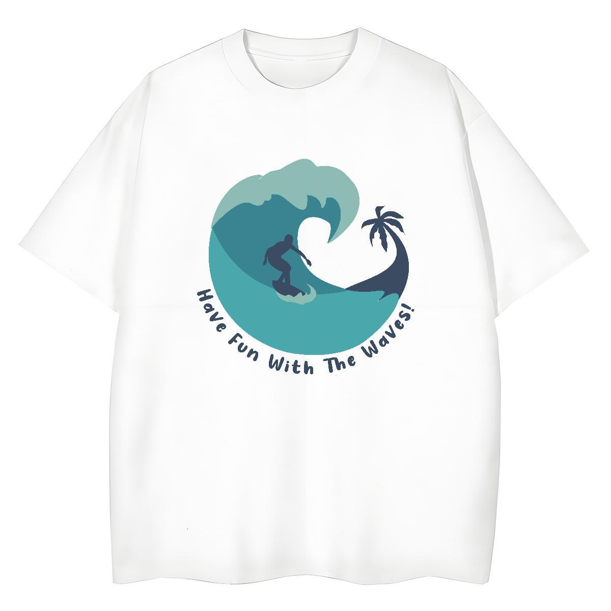 Designer Nice Womens Tshirts 230g 100% Cotton wave Daily Outfit Women T Shirts Breathable Short Sleeve Anime Print Wear