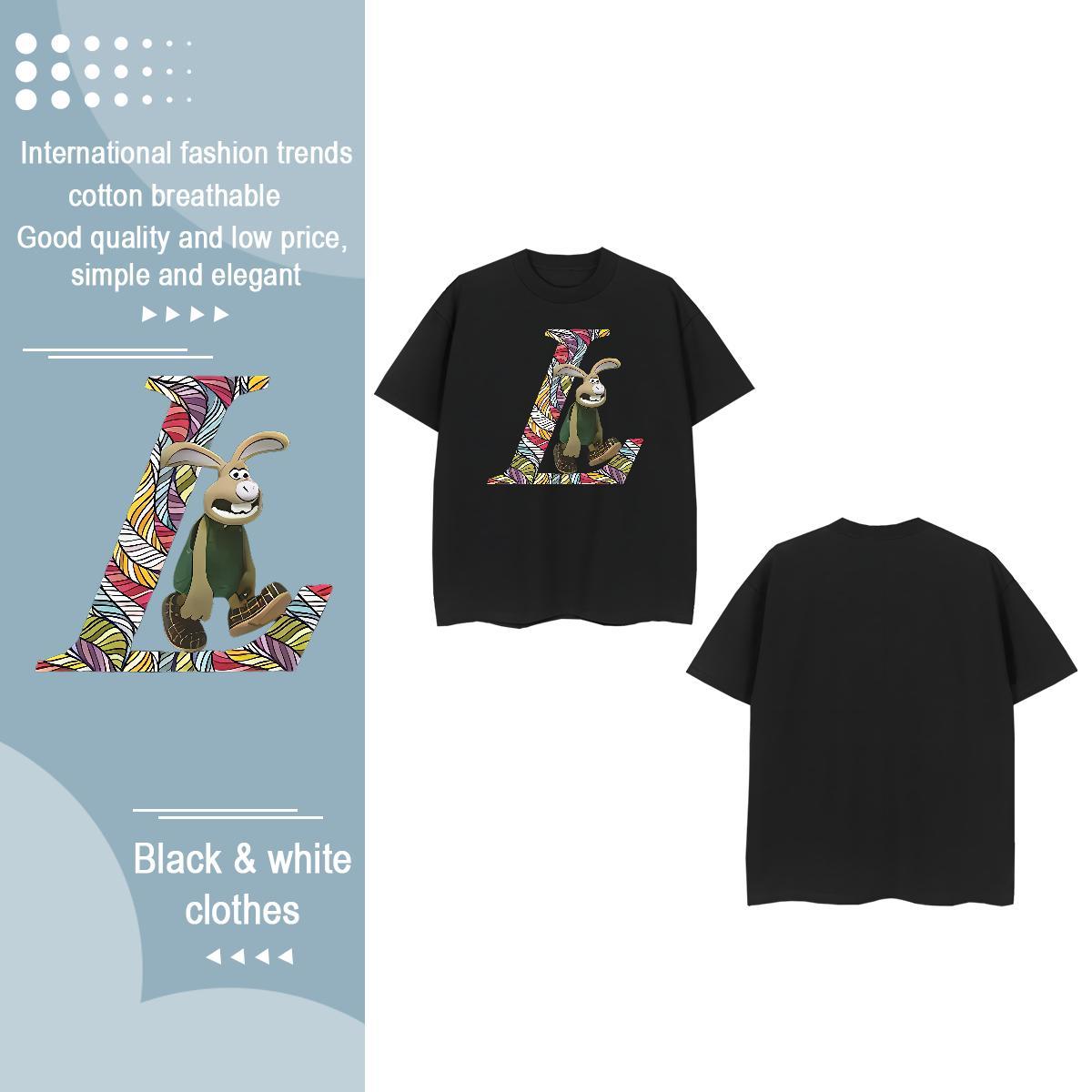 Classic T shirt Crew Neck 230g Cotton Woman Tshirt Oversized rabbit Casual Beach Free Shipping Wear