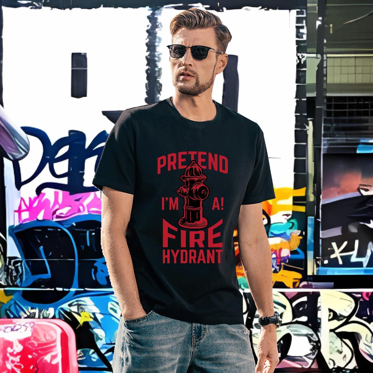 Wholesale fire hydrant T-Shirts Casual Daily Wear Men Tees 100% Cotton 230g Fashion Short Sleeve Soft Graphic Clothes