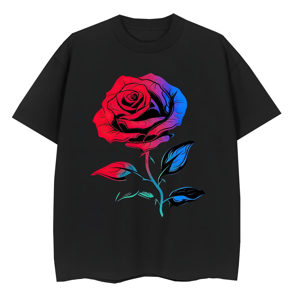 New Arrival Woman T Shirts O Neck Short Sleeves 230g Pure Cotton Couples T Shirts Custom Print Oversized ROSE High Street Hip Hop Lady Wear
