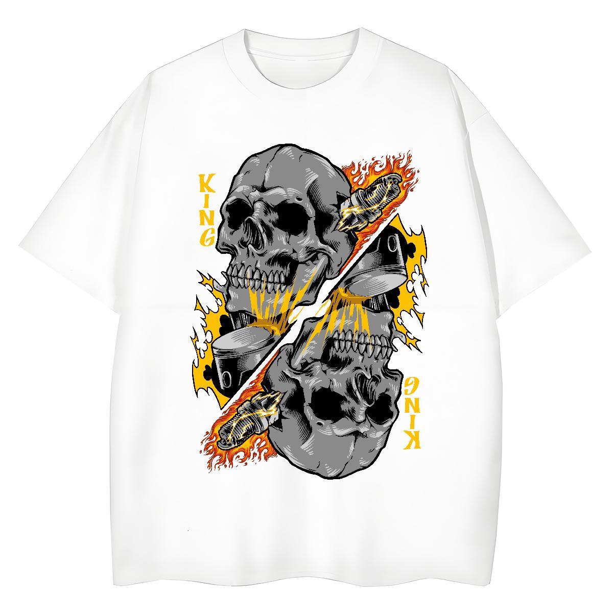 Fashion Woman T Shirts 230g 100% Cotton Breathable Daily Wear skull Women Tees 5A DIY Anime Printed Tops Shirt