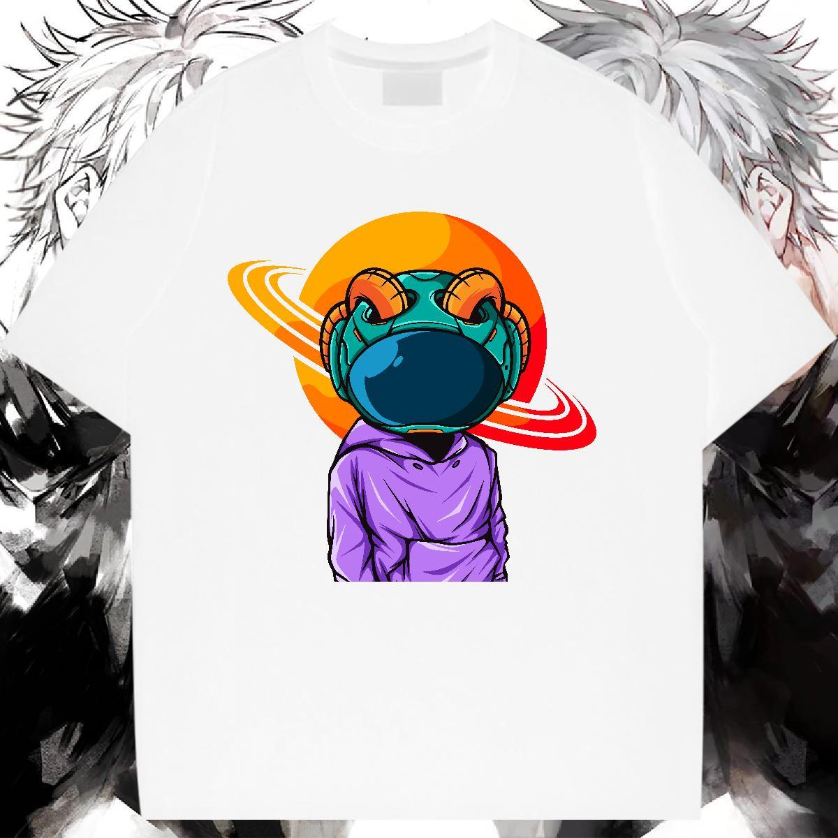 Soft Womens Tshirts 100% Cotton 230g cosmonaut Hip Hop Street Womens T Shirts O Neck Short Sleeves Plus Size Cartoon Tees