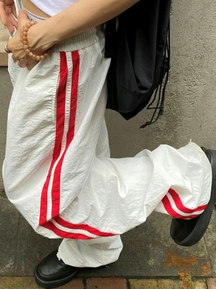 QWEEK Track Sporty Stripped Pants Women Y2k Casual Harajuku Jogging Student School Trousers Autumn Japanese Streetwear 240821