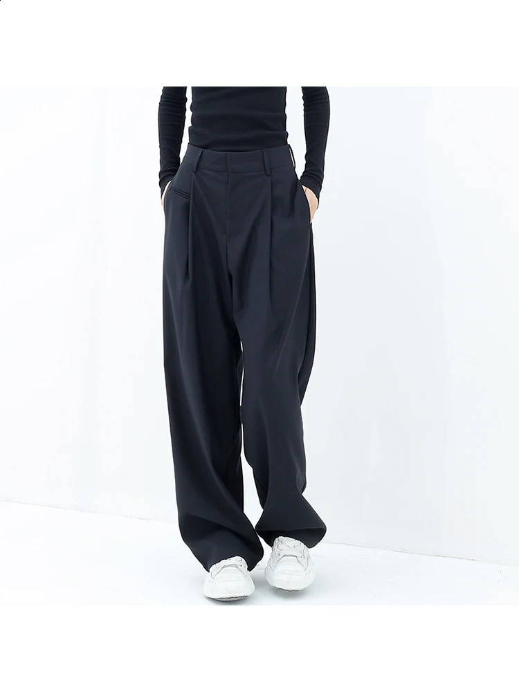 Womens Black Gothic Pants Y2k Retro Streetwear 90s Fashion Baggy High Waist Trousers Korean Harajuku Wide Pants Clothes Autumn 240821