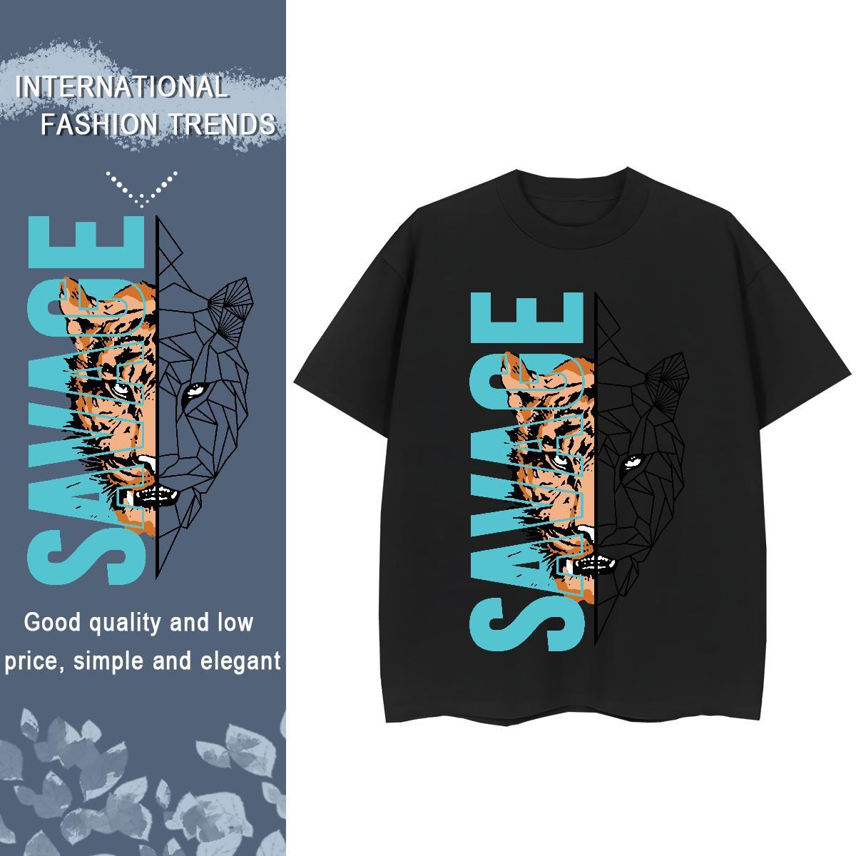 Classic T Shirt For Woman Breathable Crew Neck 230g Cotton Woman Tshirt Anime tiger Casual Beach Nice Clothes Shirt