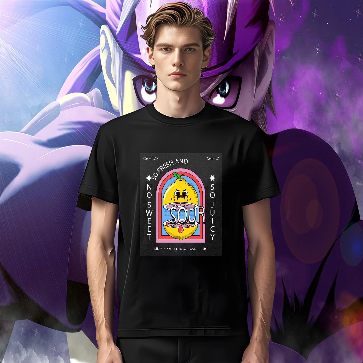 Cool lemon T-Shirts Street Couples T Shirts 230g 100% Cotton 2024 Summer Round Neck Short Sleeve Anime Tops