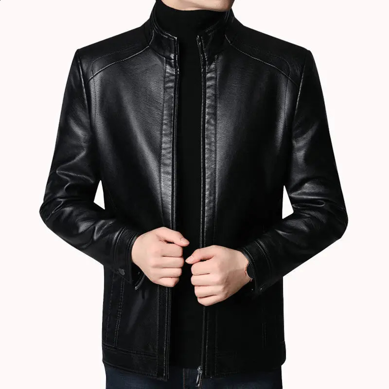 Men Leather Suit Jacket Men Slim Fit Blazer Coat Men Fashion Leather Jacket Streetwear Casual Blazer Jacket Male Outerwear 240822