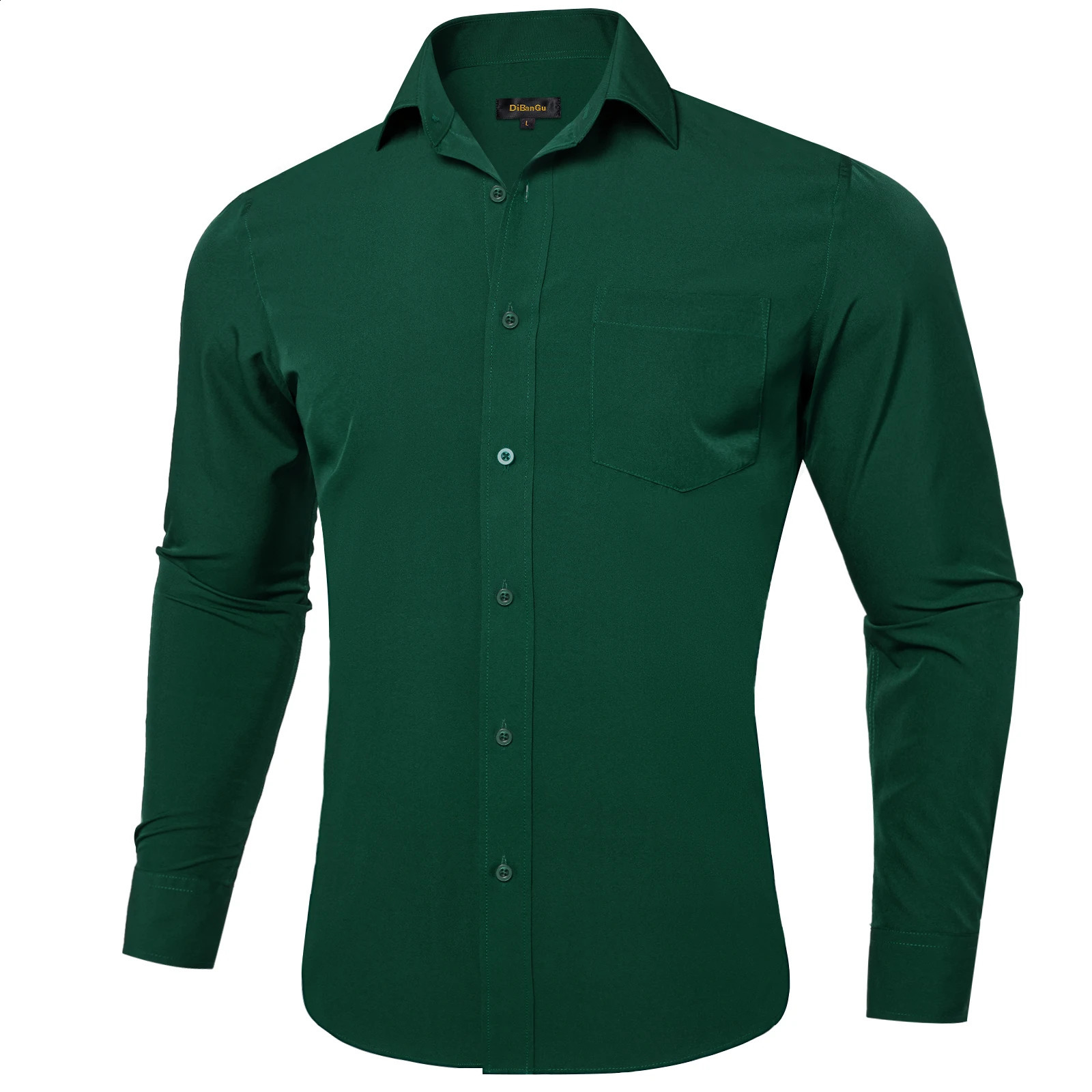 Solid Men Shirts Long Sleeve Cotton Polyester Blue Green Yellow Classic Basic Casual Slim Business Office Shirts Clothes 240822