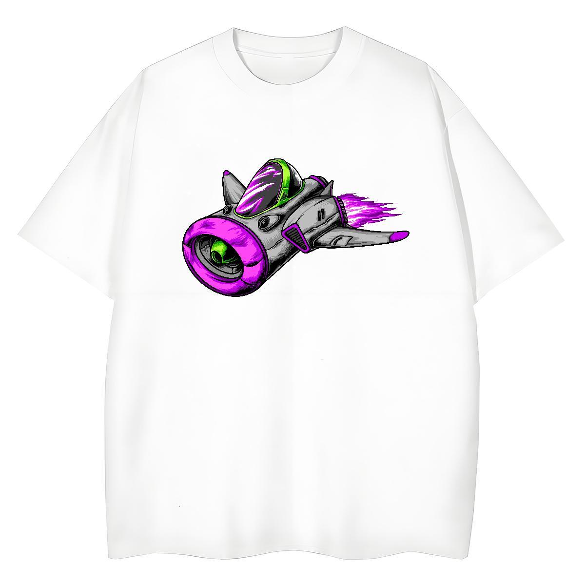 Designer Nice Women Tees 230g 100% Cotton spaceship Street T-Shirts for Women Breathable Short Sleeve Cartoon Print Tops Tees