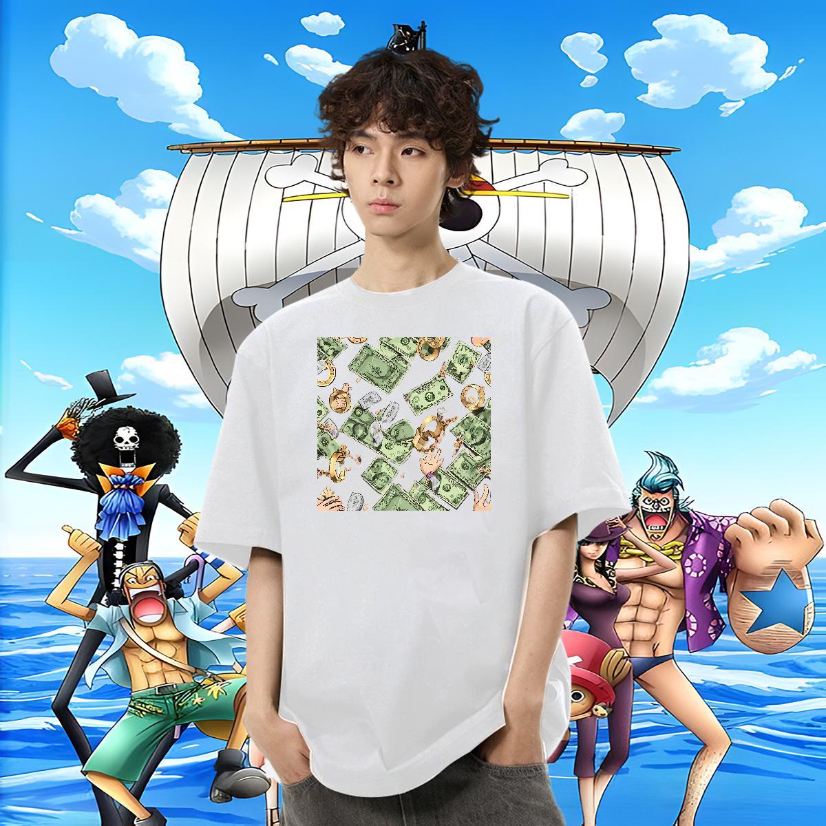 Cool Tshirts Casual Beach 100% Cotton 230g DIY Crew Neck money T-Shirts for Men 2024 New Tops Tees