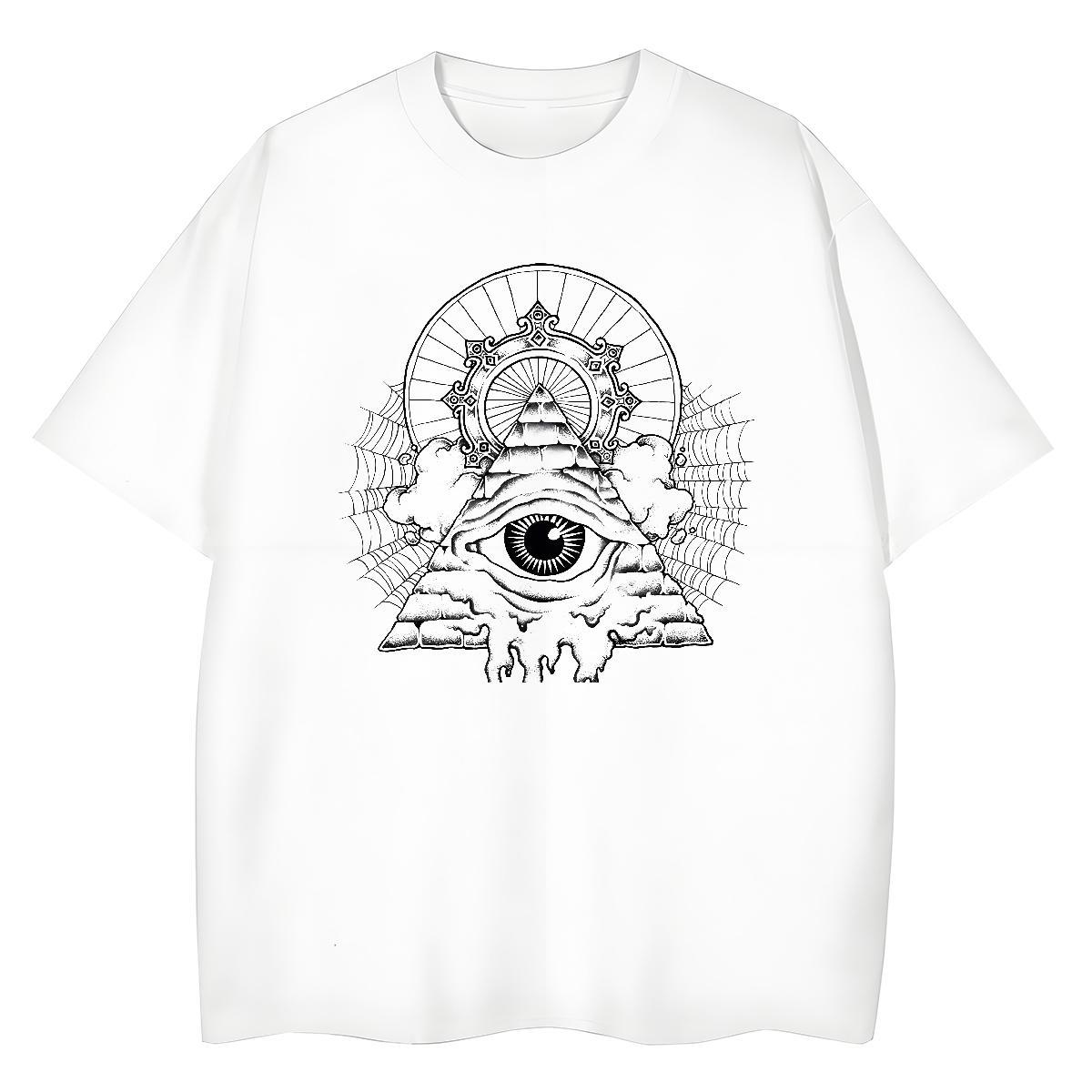 2024 DIY T shirt 230g 100% Cotton O Neck Short Sleeves Sport eye of the devil Womens Tshirts High quality Anime Print Tops Shirt