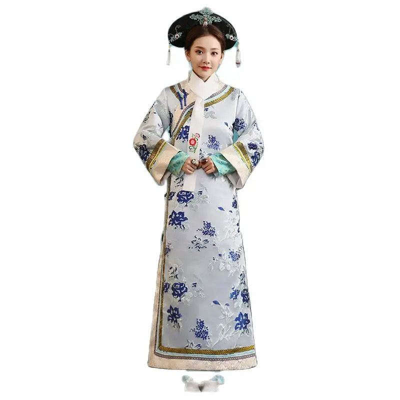 Vintage long Sleeve Dress women Ancient traditional ethnic clothing evening party cheongsams dress long qipao gown