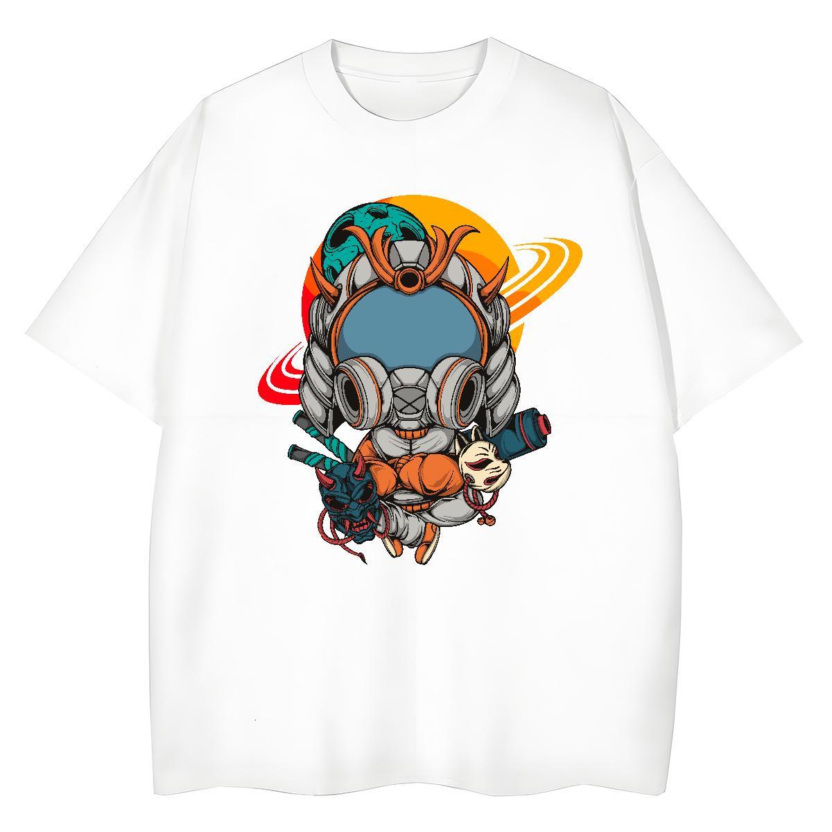 Unisex Women Tees 230g Cotton universe Hip Hop Women T Shirts Breathable Short Sleeve Black White Clothings
