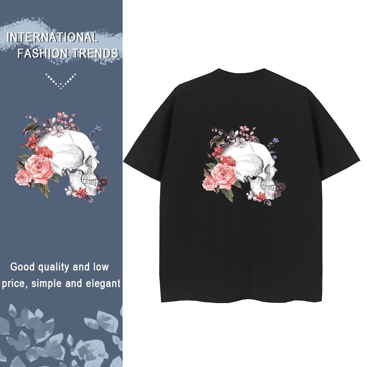 Factory Direct T Shirt For Woman 230g Pure Cotton Short Sleeve O-Neck Casual Beach flower Lady T shirt Popular Anime Oversized Clothes