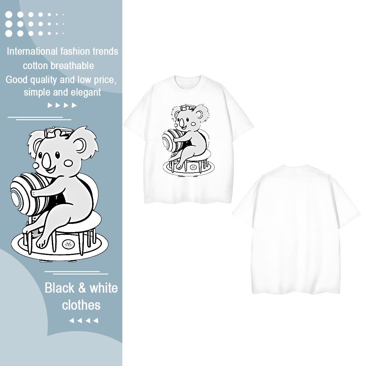 Brand T-Shirts for Women Breathable Short Sleeve 100% Cotton 230g Womens Tshirts Plus Size Cartoon bear Casual Female Tops
