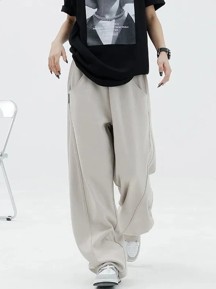 Jmprs Fashion Bf Oversize Sweatpants Streetwear High Waist Women Loose Y2K Wide Leg Pants Korean Vintage Pockets Casual Trousers 240821