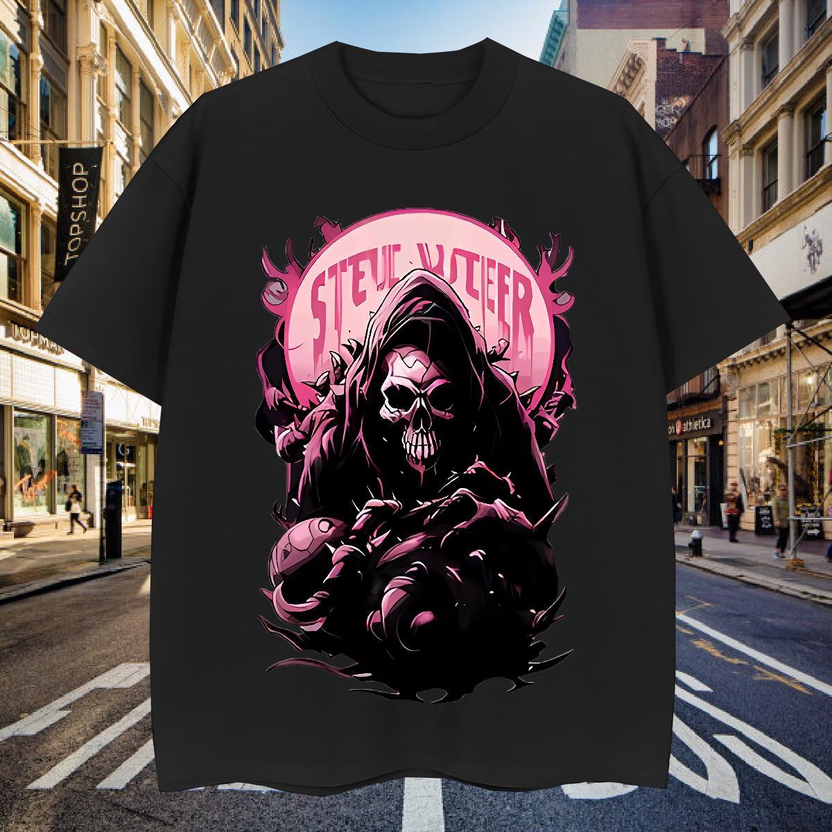 High Quality T-Shirts 100% Cotton 230g skull Casual Anime Breathable Short Sleeve Men Tshirts 2024 New Tops Tees