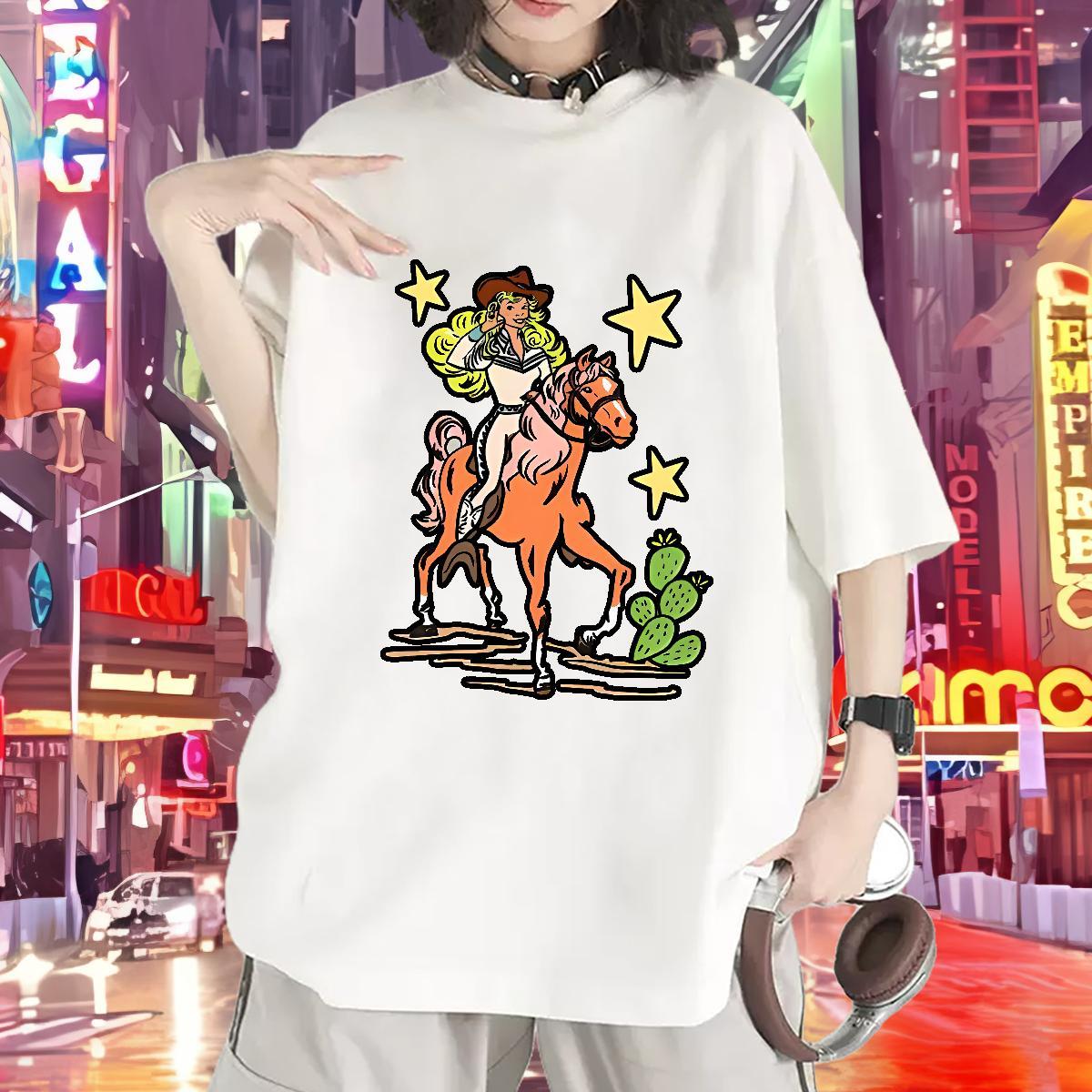 Casual New T Shirt For Woman Breathable Crew Neck 230g Pure Cotton Tshirt for Man Woman Anime Oversized horse Beach Designer Nice Tops