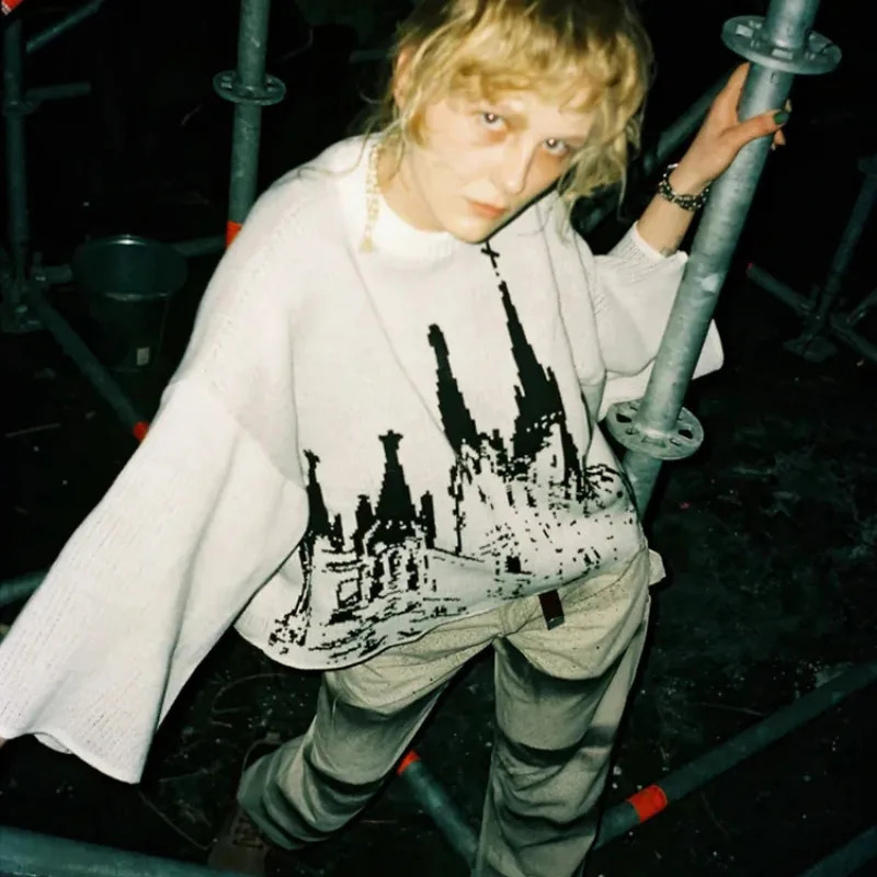 Harajuku Loose Sweater for Men and Women Y2k Clothing Hip-Hop Street Wear Gothic Pullover Fashionable and unisex Style Wint 240821