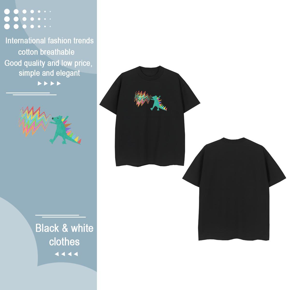 TOP Quality T shirt Breathable Short Sleeve 100% Cotton 230g Woman Tshirt Customized Print dinosaur Daily Wear Female Tees