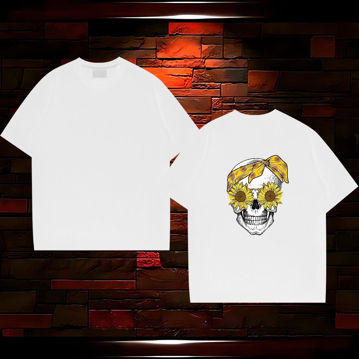 Loose Men T Shirts 100% Cotton 230g skull Anime Printing Street Custom Printing Round Neck Short Sleeve Men Tops Tees Fashion Designer Tees Shirts