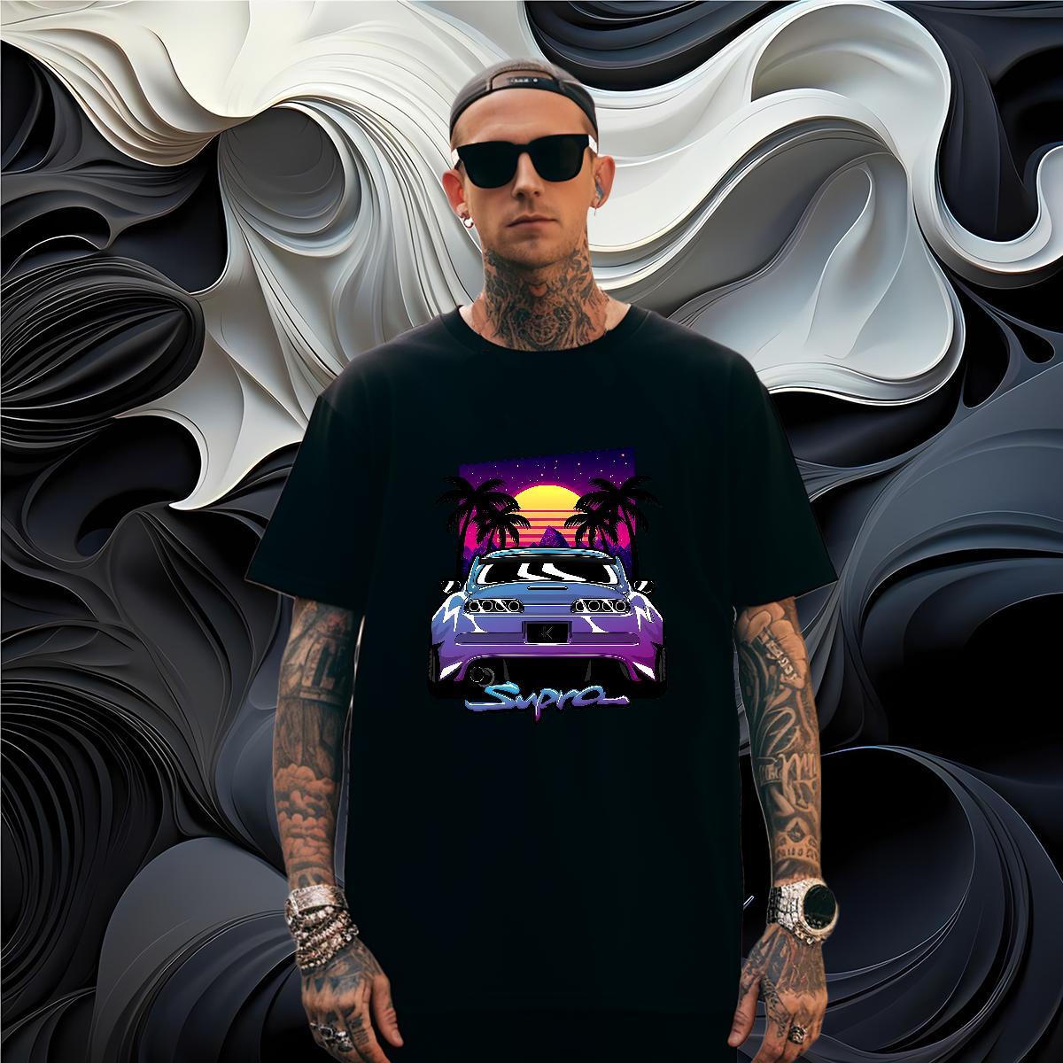 Classic car Man T Shirts Beach Men Tops Tees 230g Cotton New Arrival Short Sleeve Soft Custom Printing Tshirts