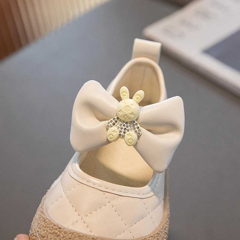 Flat shoes Girls Mary Janes Cute Flat Sewing Pu Leather Little Children Leather Shoes Pu 21-30 Hook-loop Anti-slip Lovely Kids Spring Shoe
