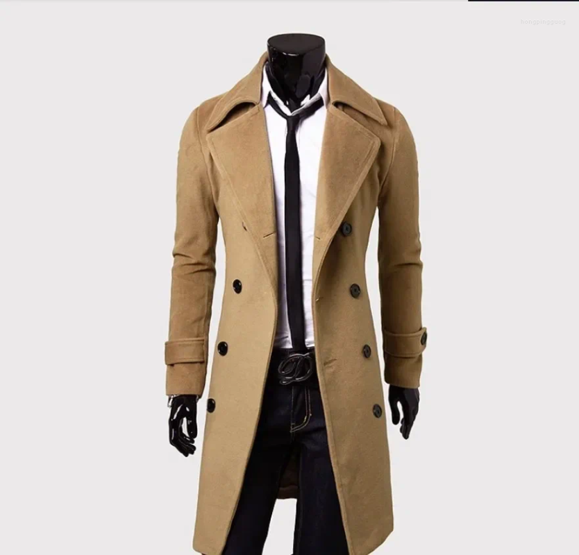 Men's Trench Coats Double-Breasted Ni Coat Long Fashion Slim Casual Jackets For Men Techwear