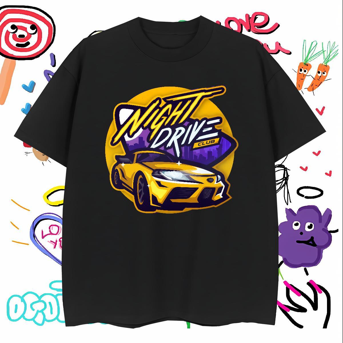 Popular car T shirt Casual Daily Wear Men Tees 230g Pure Cotton Customized Breathable Short Sleeve Cartoon Print Tees Shirts