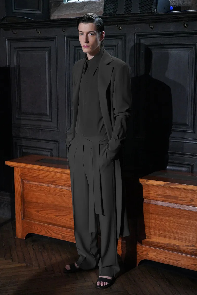 Mens casual fashion belt wide leg straight pants spring trend simple personalized mens loose 240821