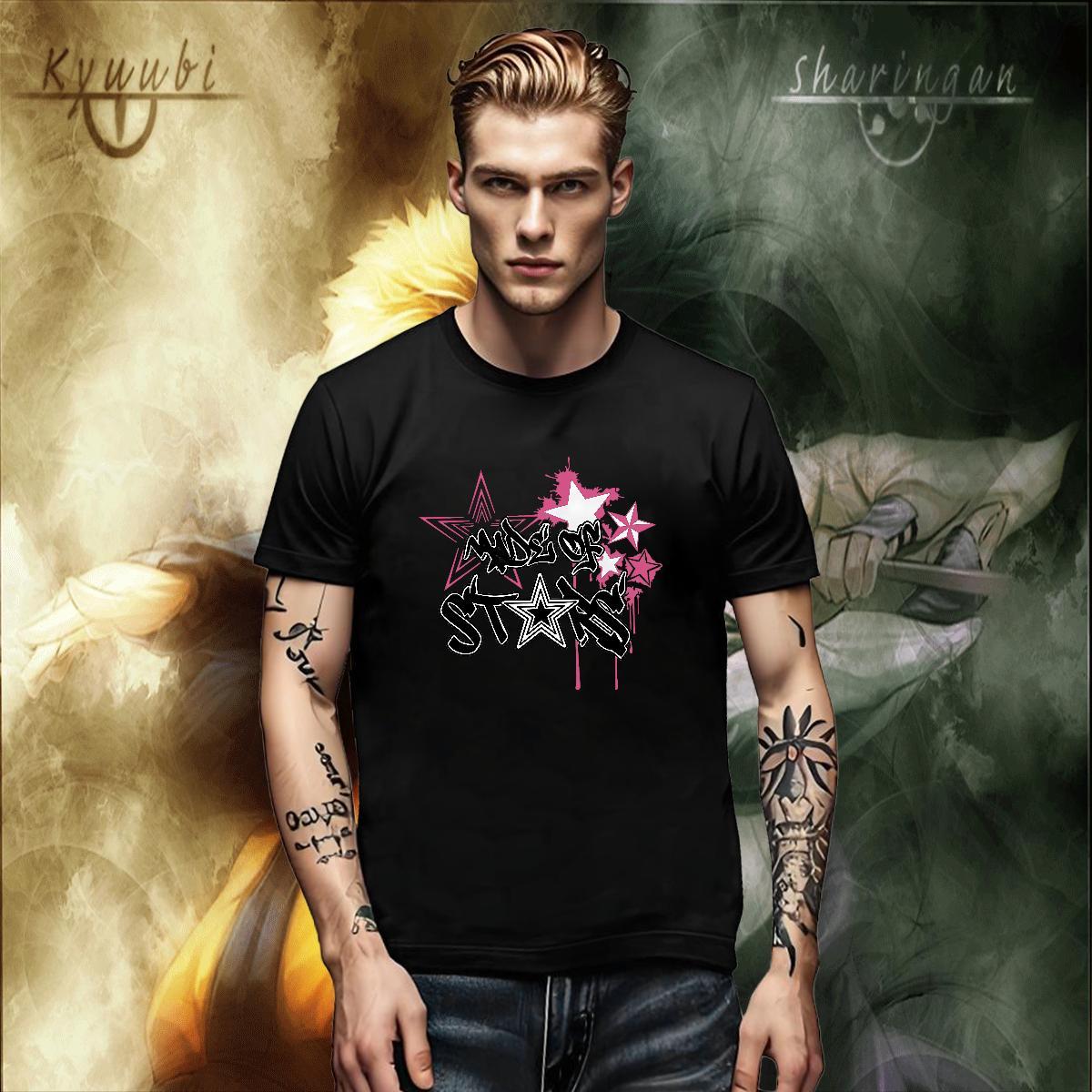 Soft Couples T Shirts Anime Printing Street 230g Pure Cotton Graphic Crew Neck letter Men T Shirts Brand Tops Tees