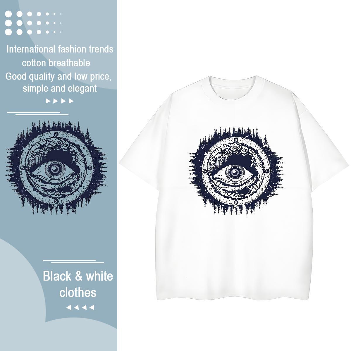 Fashion Casual T Shirts Women 100% Cotton 230g Short Sleeve O-Neck Hip Hop eye of the devil Womens Tshirts Brand Graphic Tees