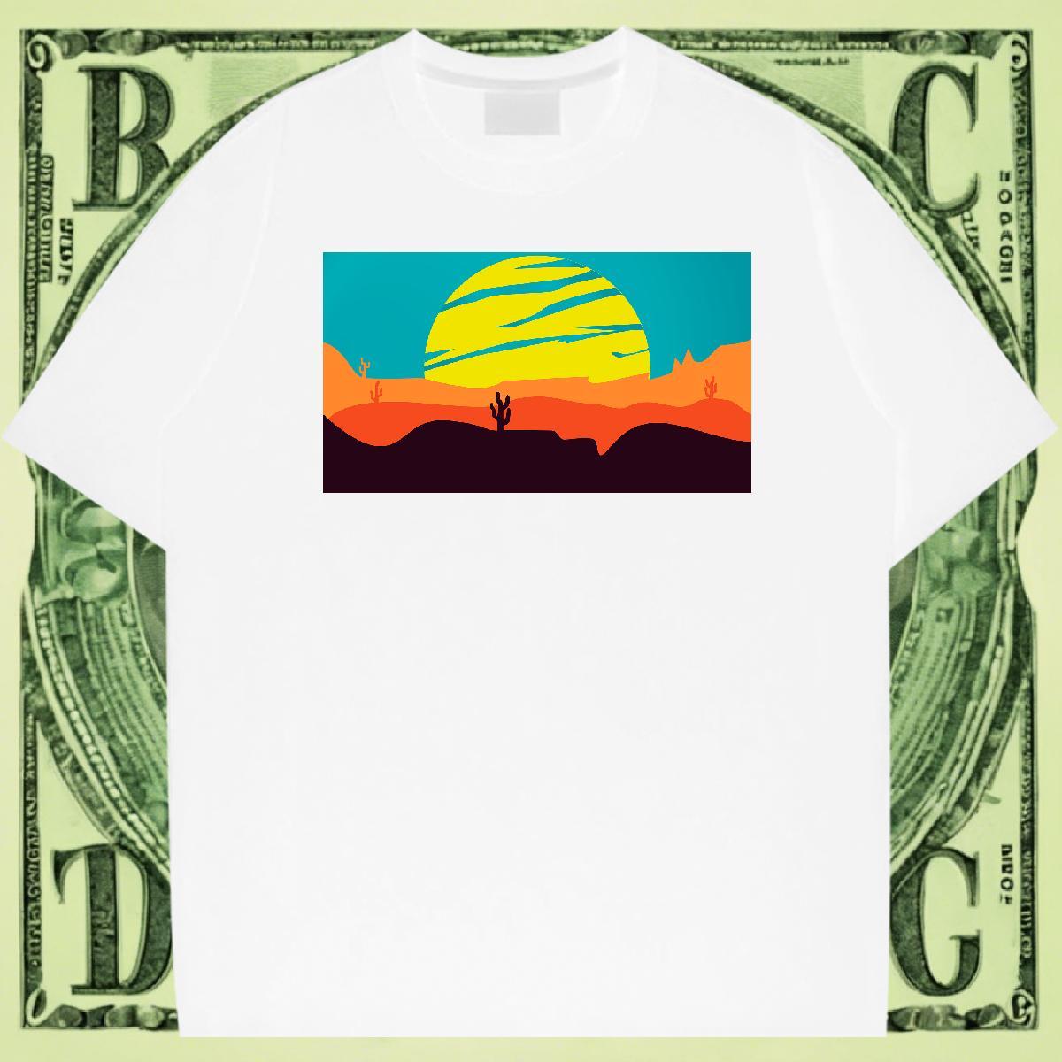 TOP Quality Couples T Shirts Outdoor 230g Pure Cotton Floral Print Breathable Crew Neck sky T shirt Casual New Tees Shirts