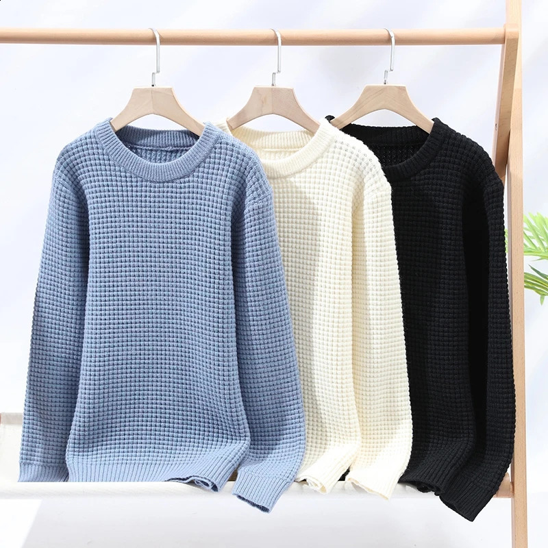 Autumn/Winter Men Solid color Grid pattern weater Mens Fashion Casual Sweaters Thick Warm wool pulloversb size M-3XL 240821