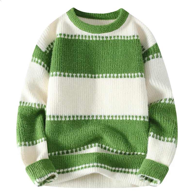 Sweaters men Winter thicken warm sweater men striped sweaters autumn Mens wool pullovers 5 color size M-3XL MY8003 240821