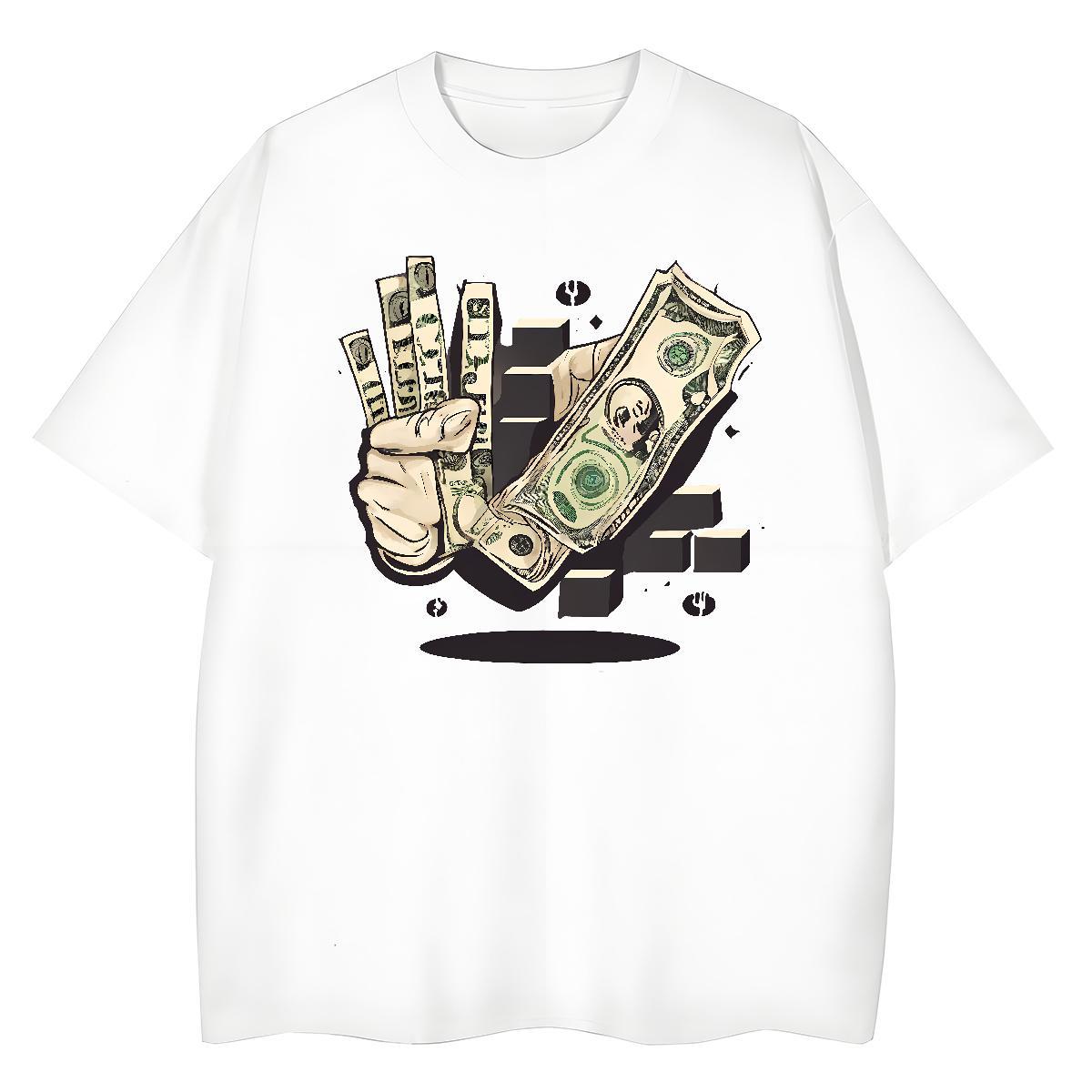 TOP Quality Men Tees Casual 100% Cotton 230g DIY Printed Breathable Crew Neck money Man T Shirts New Designer Top Tees