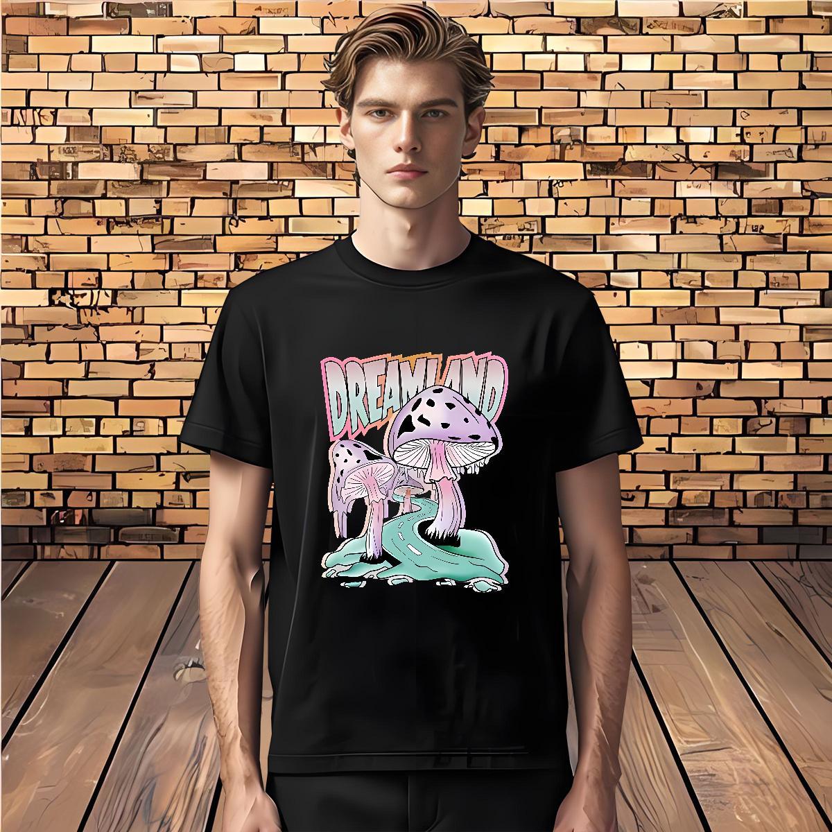 Designer mushroom T Shirts Men High Street Hip Hop Mens Tshirts 230g 100% Cotton Classic Breathable Crew Neck Skull Tops Shirt