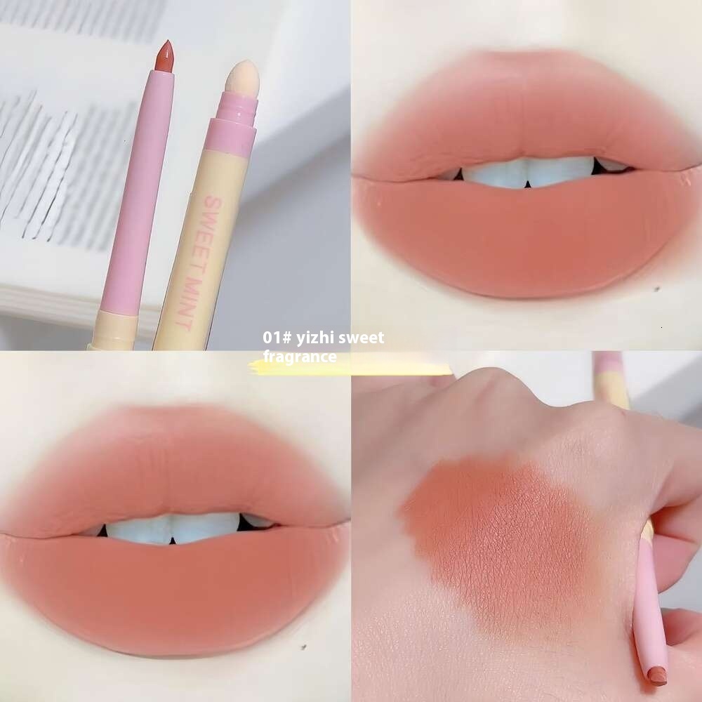 Cheese Shaped Sweet Mint Matte Lip Liner - Dual End Waterproof Color Stay Lipstick Pencil