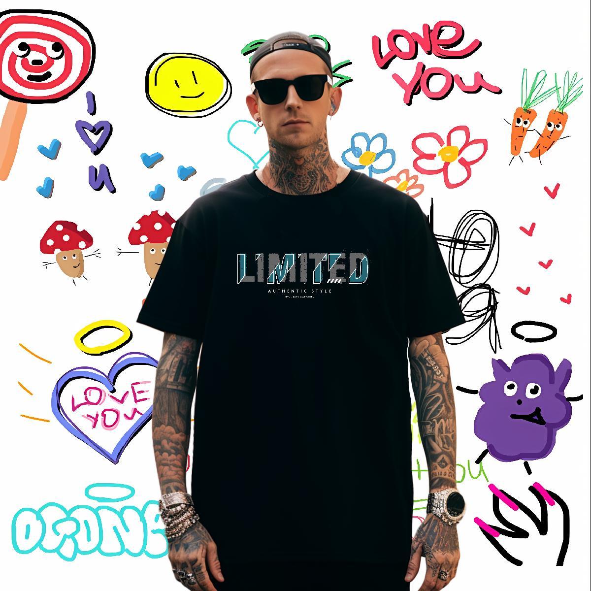 Loose Fit limited Men T Shirts Outdoor Men Clothes T-Shirt 100% Cotton 230g 2024 New Breathable Soft Asian Size Tees Shirts