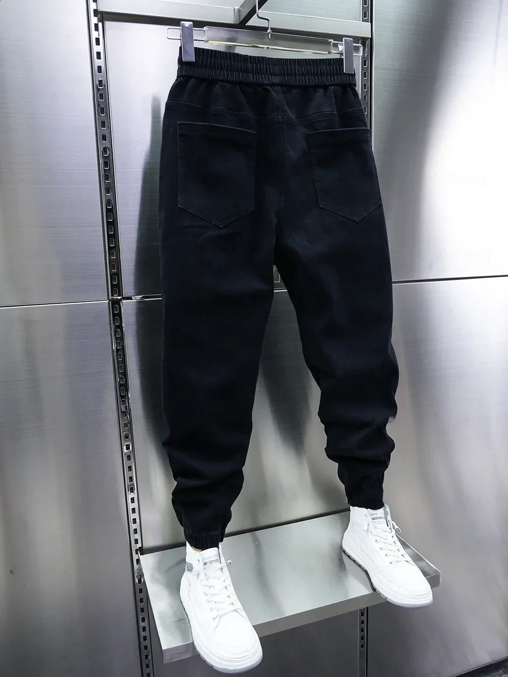 Personalized zipper tear pencil pants black casual harem highquality ed clothing 240821