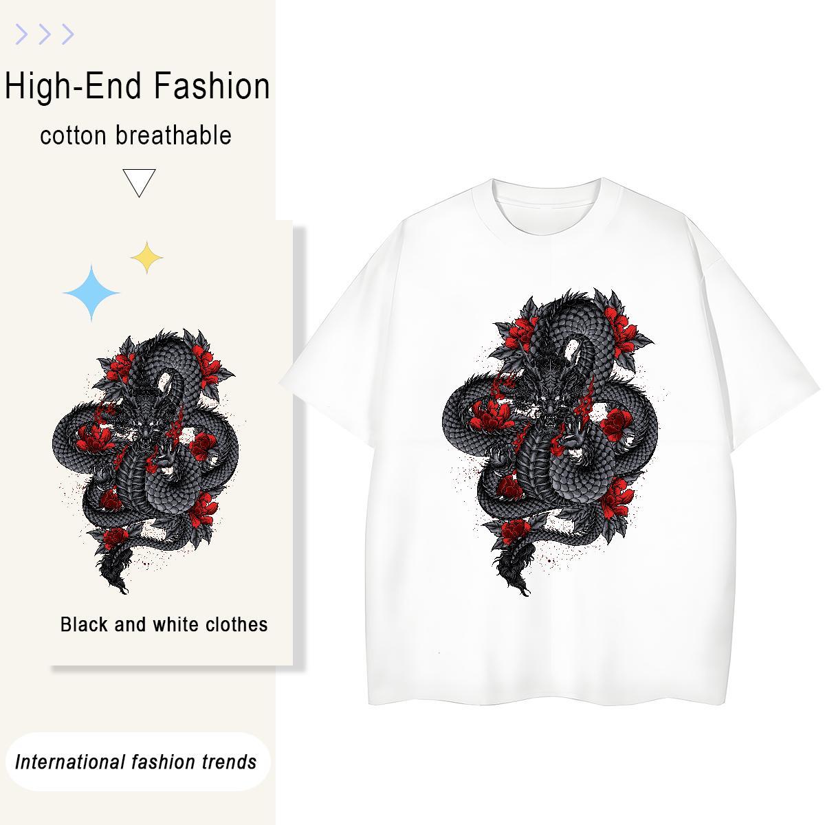 Loose Couples T Shirts Daily Outfit 230g Pure Cotton Custom Print Oversized Crew Neck Breathable ferocity T shirt New Arrival Wear