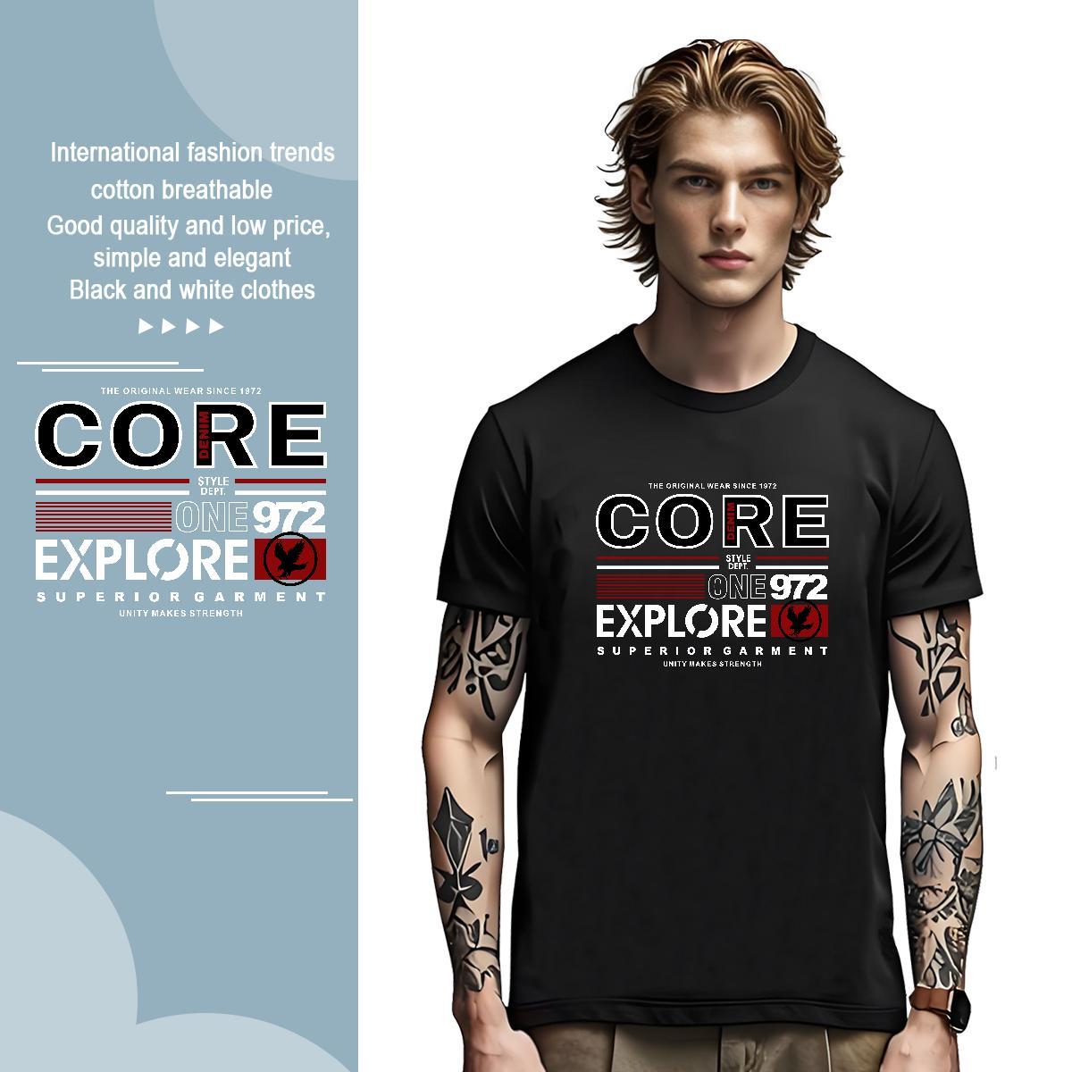 Cool letter T Shirt For Man Sports Casual Men Tshirts 230g Pure Cotton Designer Short Sleeve Soft Plus Size Cartoon Tees Shirts
