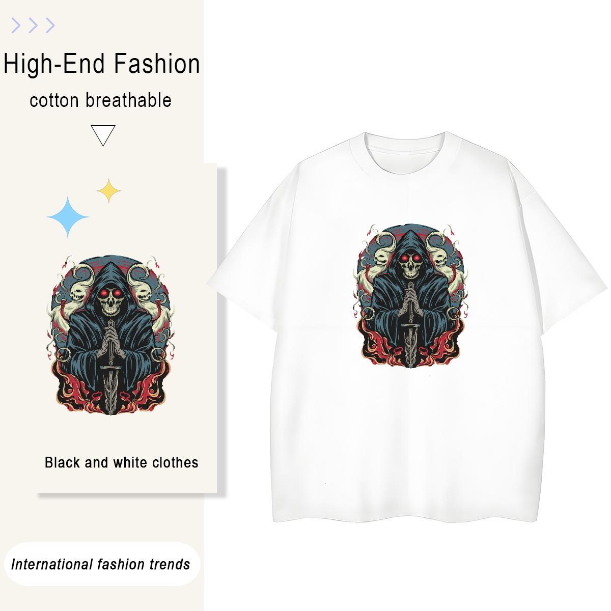 Classic Woman T Shirts 100% Cotton 230g Short sleeve Soft Summer Casual skull Unisex Tshirts 5A Black Oversized Top Tees