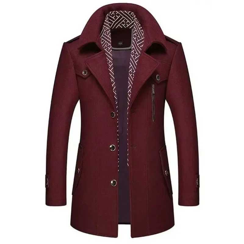 New Winter Men Business Casual Woolen Blends Cashmere Trench Coats Long Jackets Man Fleece Jackets Overcoats Wool Blends Size 4X Y240822