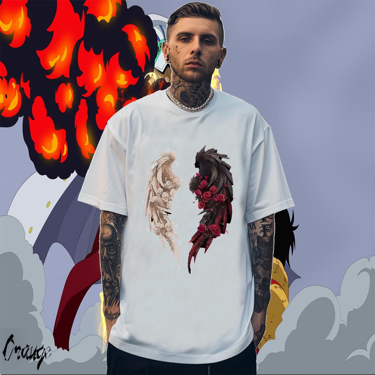 Designer wing Men Tees 230g Cotton Men T Shirts Oversized 3XL 4XL Hip Hop Street Breathable Short Sleeve TOP Quality Clothings
