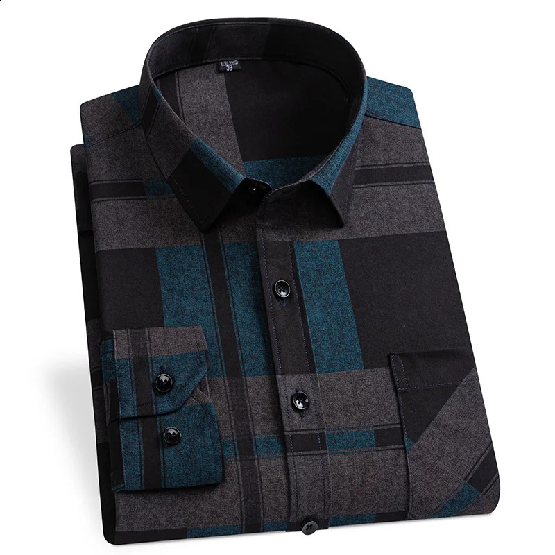 Shirts Plaid Men Autumn Long Sleeve Soft Casual Thin Business Cotton Polyester Slim Fit No-iron Daily Home Check Blouse 240822